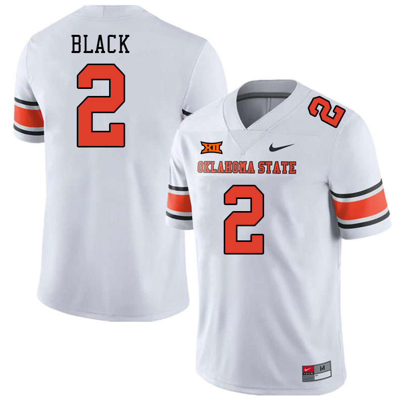 Men #2 Korie Black Oklahoma State Cowboys College Football Jerseys Stitched-White - Click Image to Close